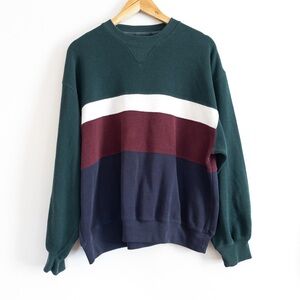 Vintage 90's Van Heusen Color Block Stripe Shirt Preppy Collegiate Large